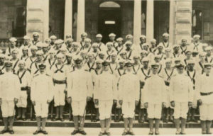 The Hawaii Naval Militia in 1917 on the steps of Iolani Palace.