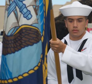 Photo of a sailor in the honor guard at the 2017 observance. Copyright: Greg Concilla.